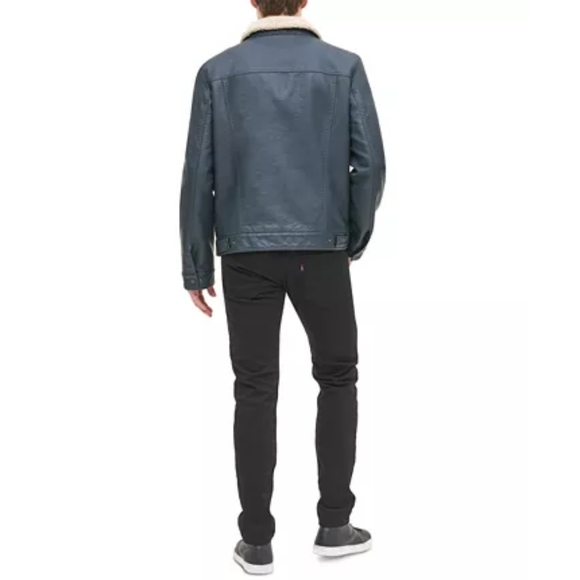 LEVI'S MEN FAUX LEATHER TRUCKER JACKET - Picture 3 of 10